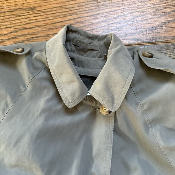 Vintage London Fog Trench Coat 8P Gray Suede Feel Zip Liner Belted Shoulder Pads - Picture 4 of 11